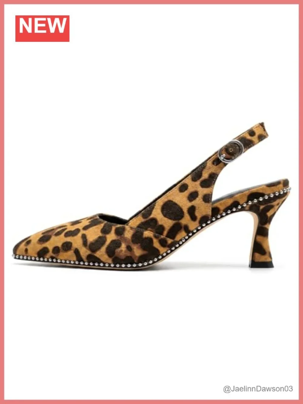 Womens Slingback Kitten Heels Closed Pointed Toe Pumps Beaded Faux Leather